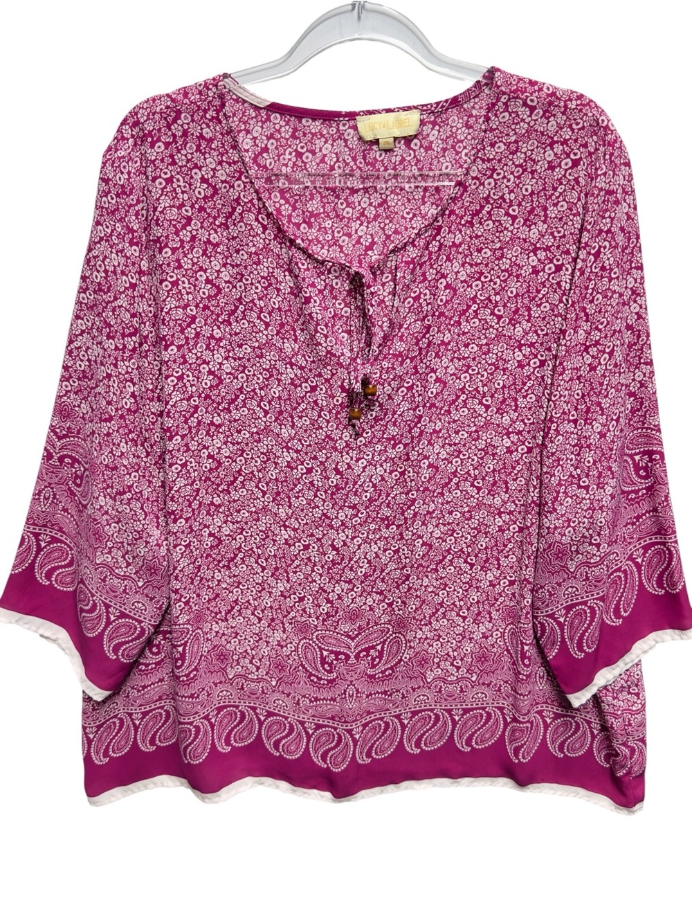 Chiffon Knit French Toile Floral Paisley Mosaic Art Blouse Top Kimono Tunic